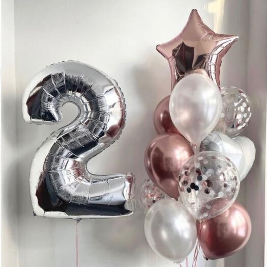 Композиция шаров ко дню рождения с цифрой