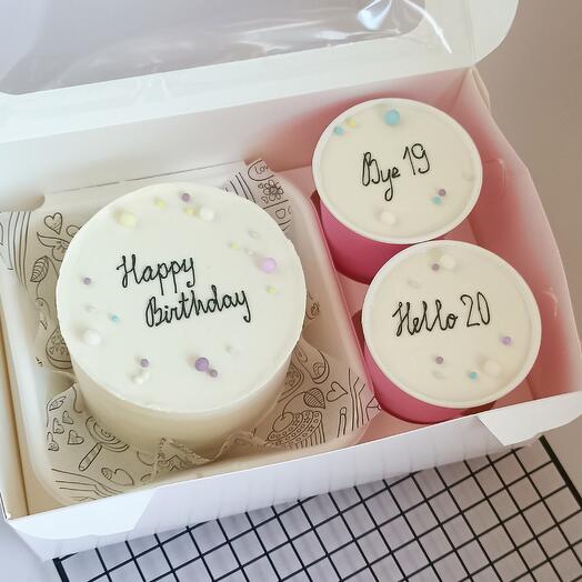 Бенто-торт и 2 трайфла Happy Birthday