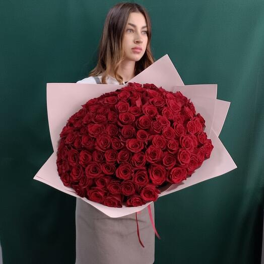 Букет цветов из 101 розы 50см, размер L