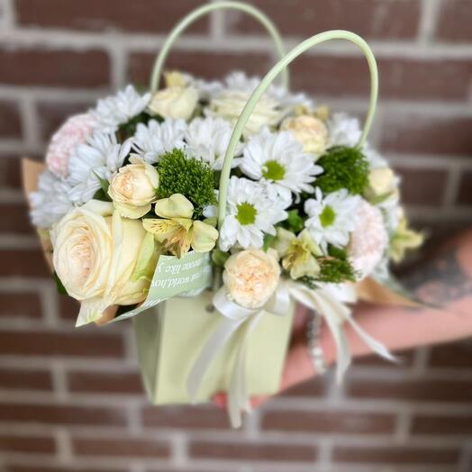 A delicate composition in a package