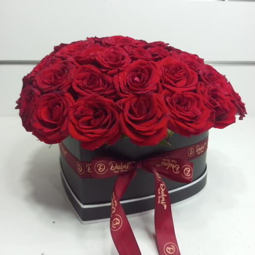 49 Red Rose Heart Box