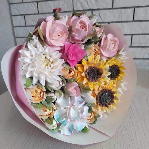 Букет из зефира, подсолнухи