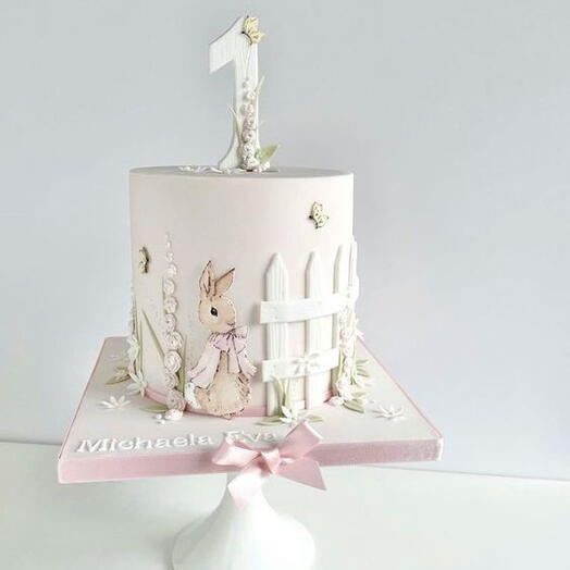 Light Pink Bunny cake for 1st year BD girl