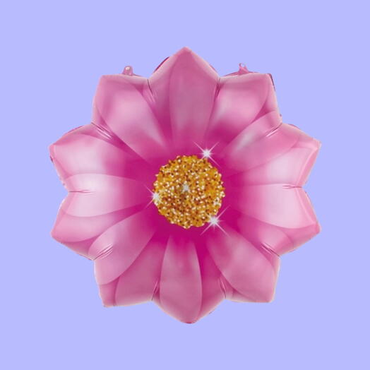 Цветок шар гелий розовый. Flower foil helium balloon pink