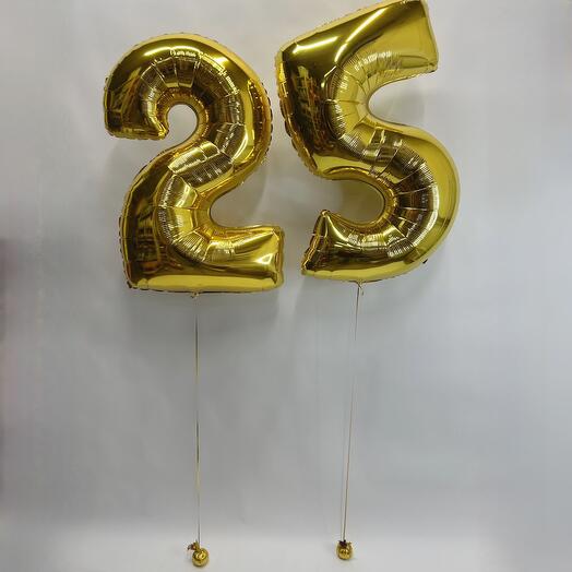 Фольгированный воздушный гелиевый шар цифра золото на выбор 2 шт. 102 см (40 дюймов) для украшения праздника и дня рождения