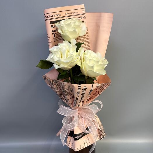 Rosas francesas blancas 3pcs