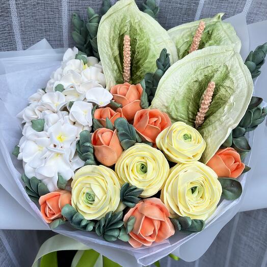 Зефирный букет с Антуриумом