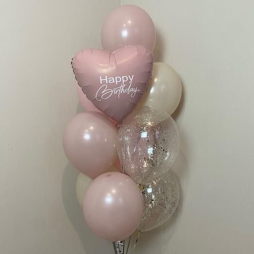 Фонтан из воздушных шаров с гелием