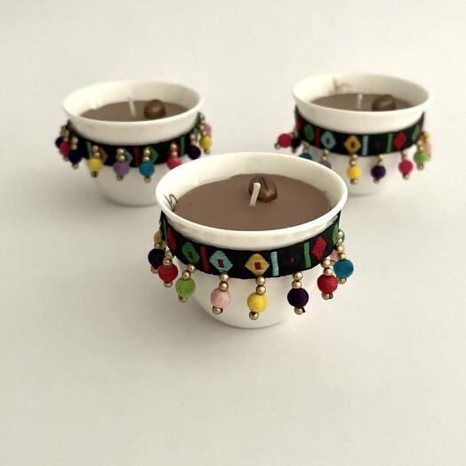 Set of 3 Arabic Coffee Cup Candles