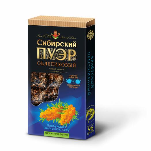 Сибирский пуэр облепиховый, плиточный, чай