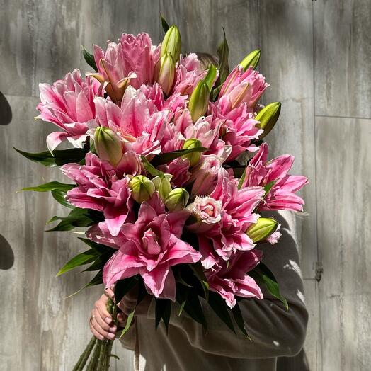 Lilies double pink 8 pc Лилии розовые