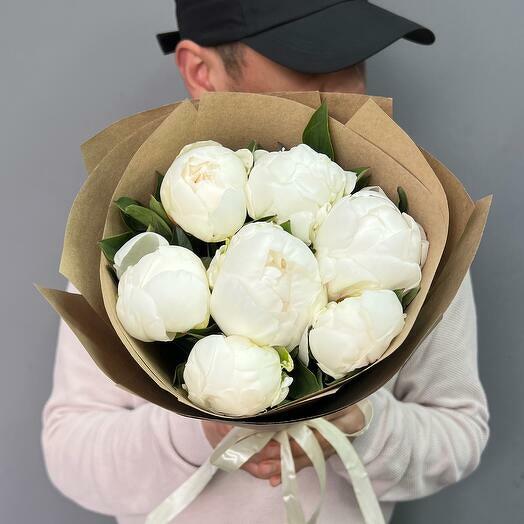7 Белые пионы Премиум 😍 (0006) peony