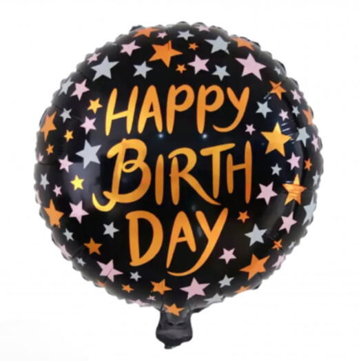 Воздушный шар гелий С ДНЕМ РОЖДЕНИЯ. Helium foil balloon Happy birthday stars