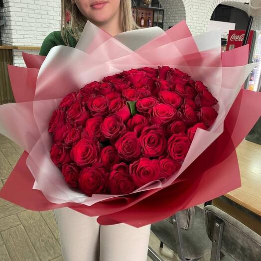 Самый внушительный Букет из 51 красных роз, с доставкой в Академгородке