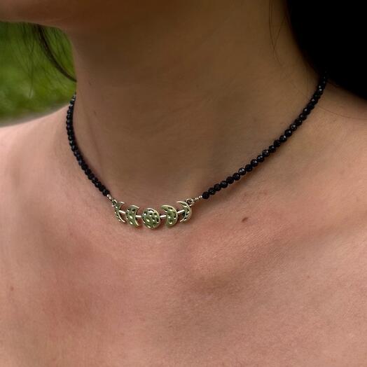 Чокер из натурального авантюрина Луна Natural aventurine choker Moon