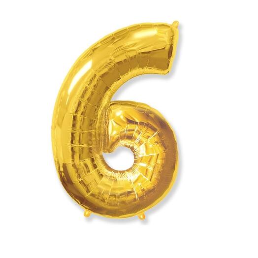 Шар цифра золото 6