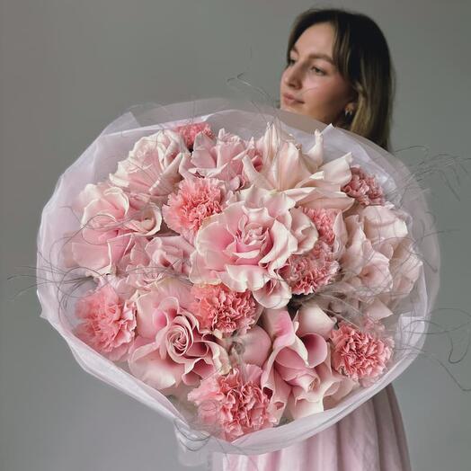 Букет из французских роз с диантусами "BABY LOVE"