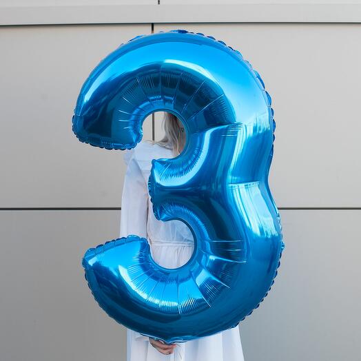 Воздушный шар надутый гелием цифра 3
