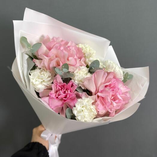 Букет французских роз эсперанс и гвоздик для любимой 💗