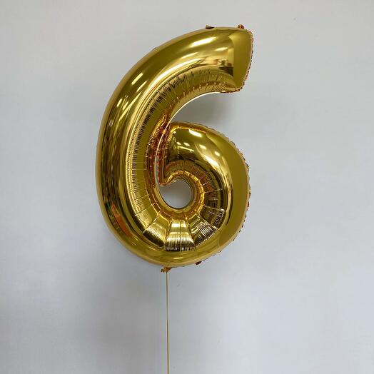 Шар Цифра 6 золото