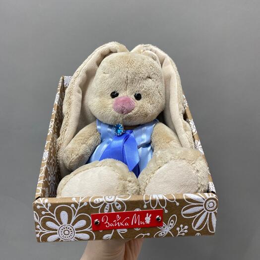 Мягкая игрушка зайка Ми в синем платье