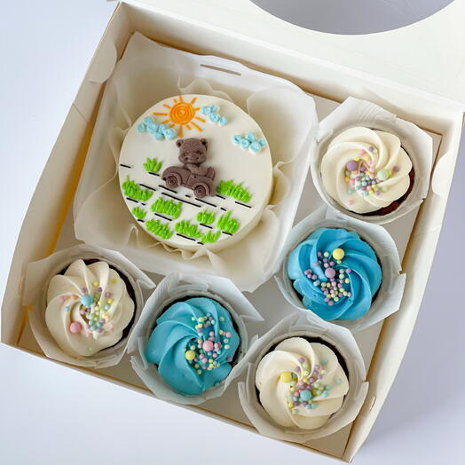 Набор капкейки 5шт. и бенто торт на детский день рождения