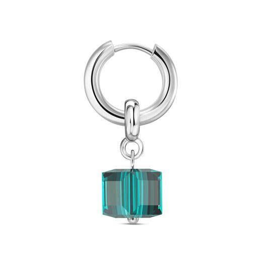 Моносерьга с кристаллом Swarovski в зеленом цвете