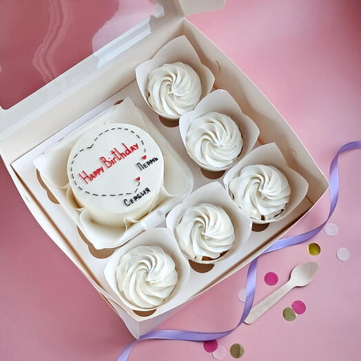 Набор бенто Happy birthday +5 капкейков