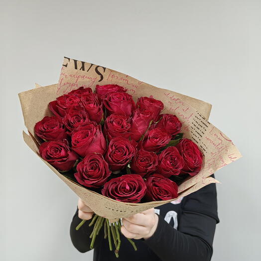 21 красная роза 40см 💘 кенийские розы 21 шт