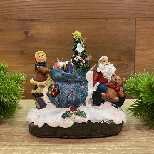 Фигурка с подсветкой Санта с детьми-1 керамика h=12 см