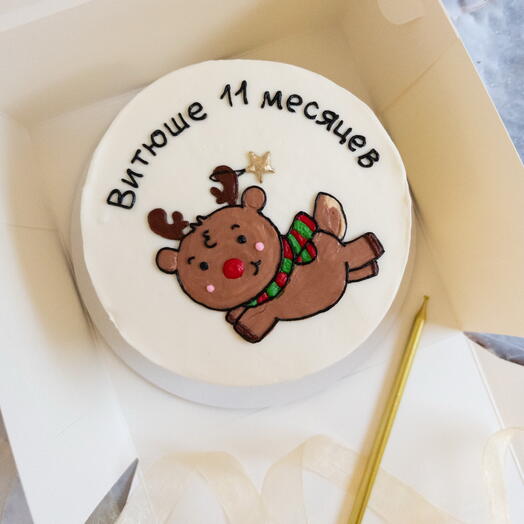 Бенто торт Детский Новогодний на месяца «Олень Рудольф»