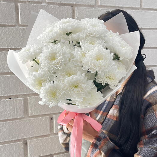 Нежный моно букет из хризантем 🌸