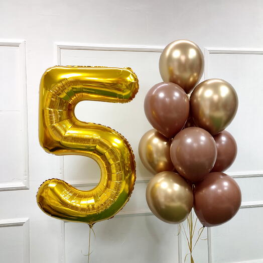 Шары на 5 лет в шоколадном цвете