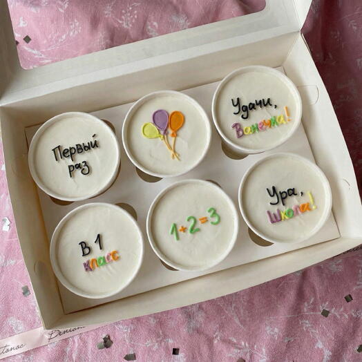 Набор тортов в стакане 6 шт cake to go на 1 сентября Ура, школа
