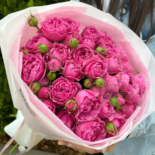 Хит букет из 9 премиальных кустовых пион роз Мисти баблз