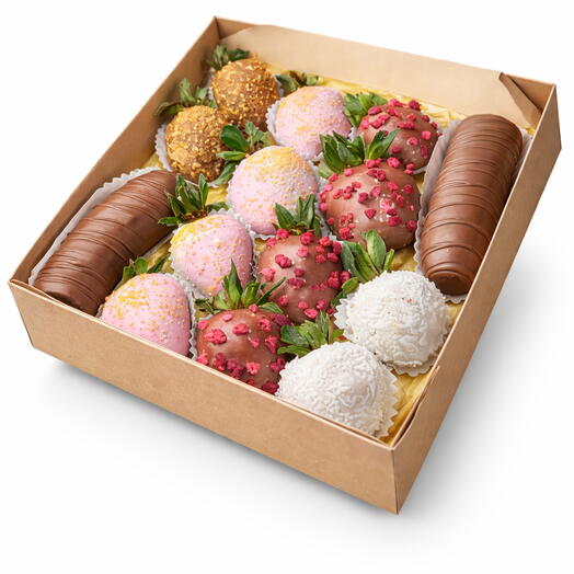 Клубника и бананы в шоколаде