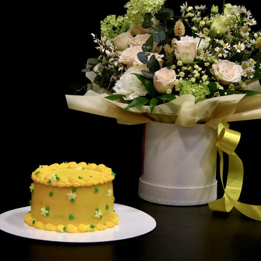 Bento cake (Lemon-Blueberry) and Flower box