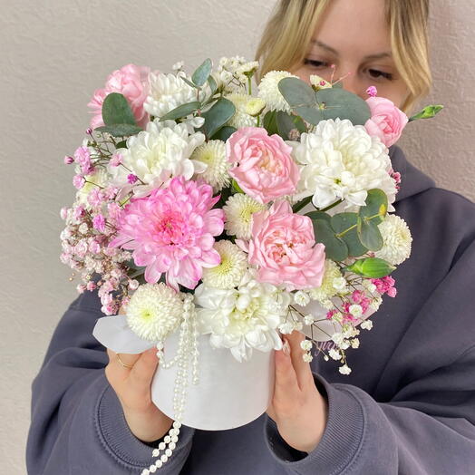 Жемчужина 💖 авторская композиция в шляпной коробочке