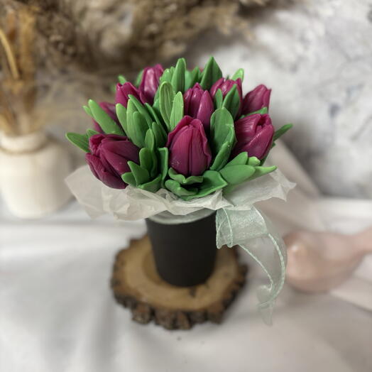 Букет из мыла тюльпаны (фуксия)