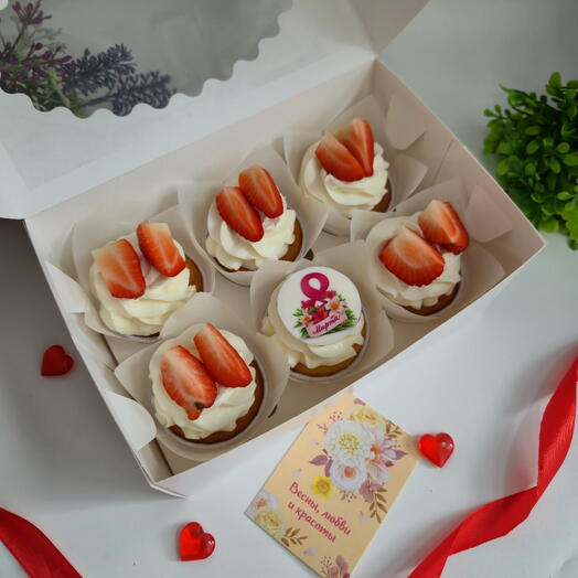 Капкейки С 8 марта 6 шт