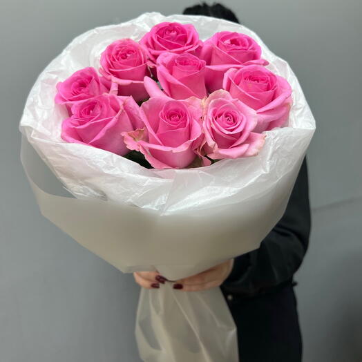 Букет из 9 ярких роз 💖