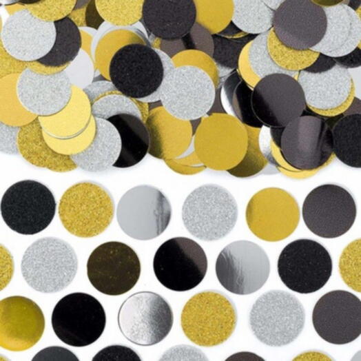 Конфетти «Круг» золото/ серебро/ черный