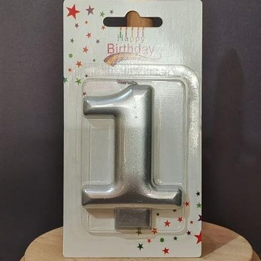 Свеча цифра 1 (8 см) Серебро