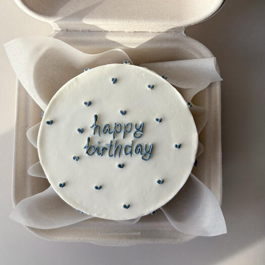 Бенто торт 500 гр. с синей надписью «happy birthday»