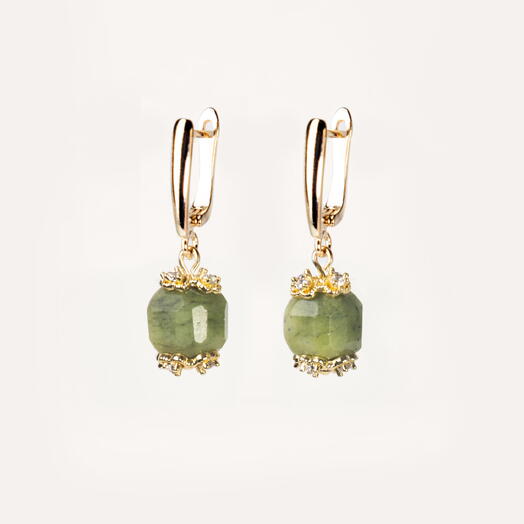 Серьги Флокс Нефрит 14K (EAR1134)