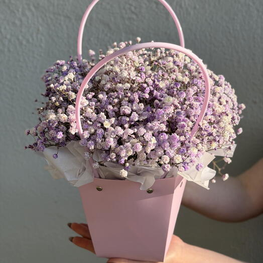 Сумочка с сиреневой гипсофилой для нее💜 / цветы с доставкой в Уфе