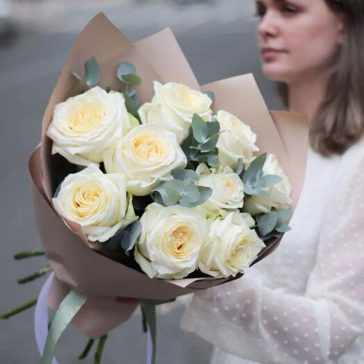 Розы пионовидные 💛 9шт