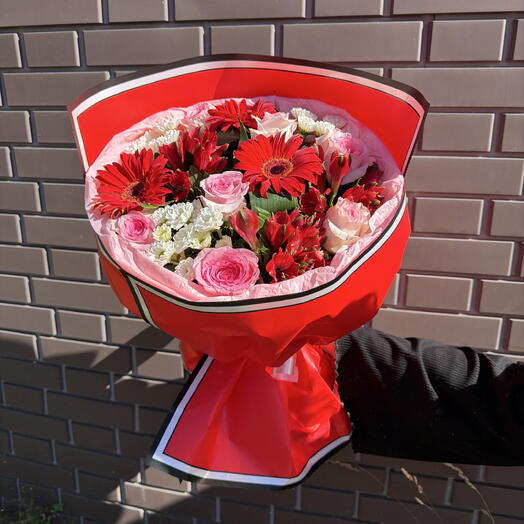 Букет классика с герберой и розой