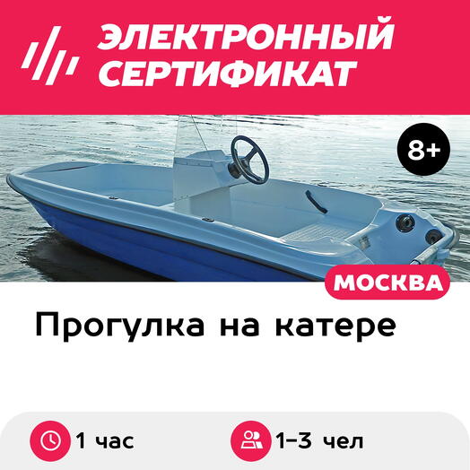 Подарочный сертификат Аренда моторной лодки Пингвин без капитана для 1-3 чел. (1 час)