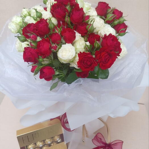 15 spray roses + Fererro Rocher